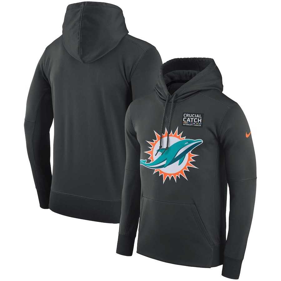 Men's Miami Dolphins Anthracite Nike Crucial Catch Performance Hoodie,We sell and wholesale Men's Miami Dolphins Anthracite Nike Crucial Catch Performance Hoodie on line form chian!